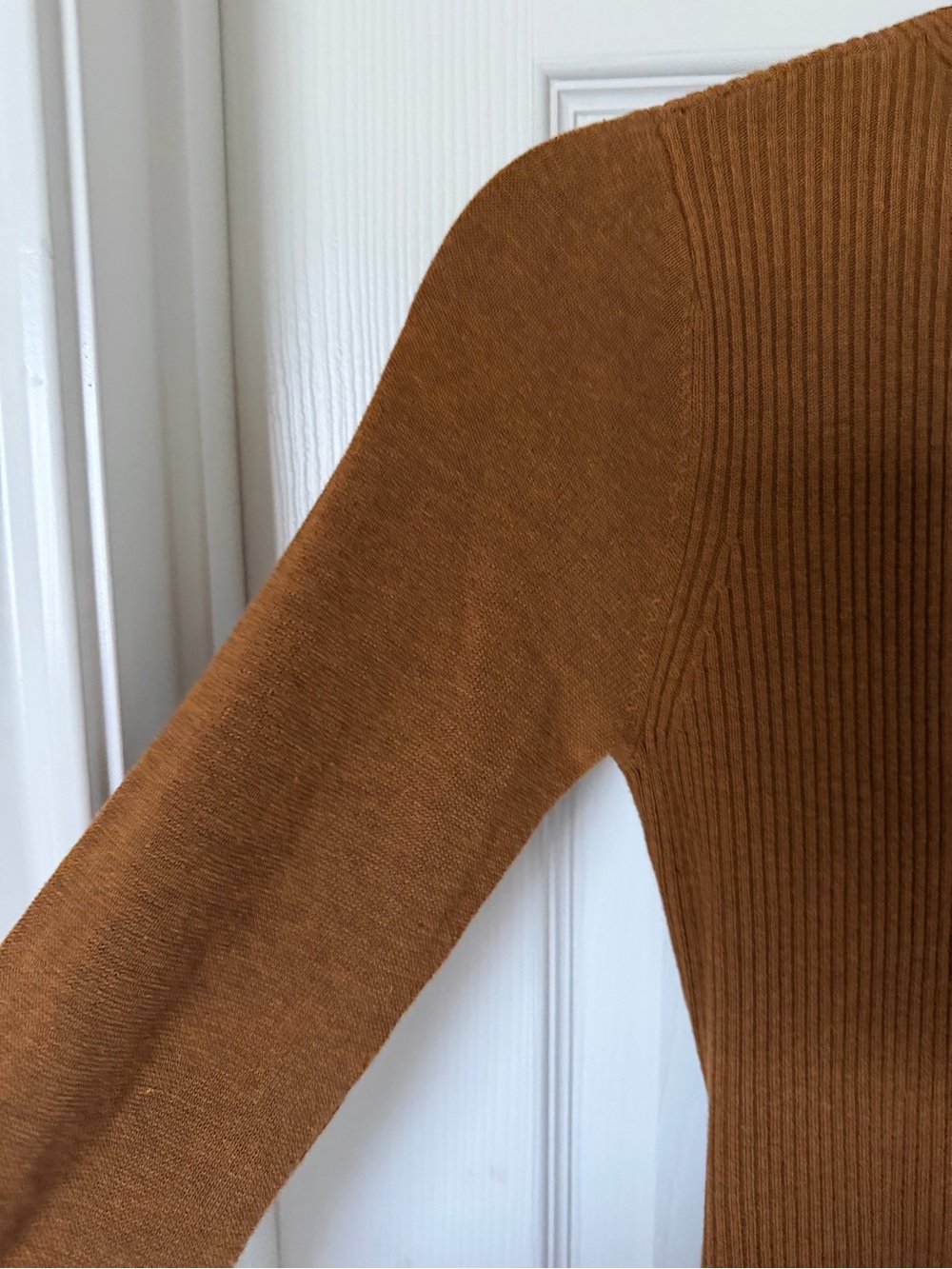 Mango Ribbed Wrap Maxi Dress - Rust - Picture 6 of 7